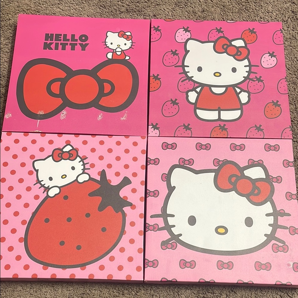 Hello Kitty Wall Art Set - Pink and Red